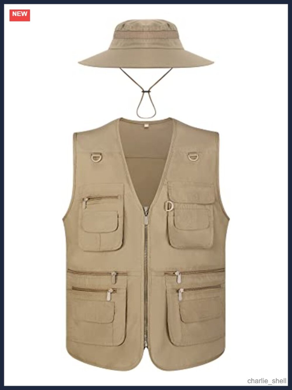 Men's Fishing Vest with Hat Set Outdoor Cosplay Costume